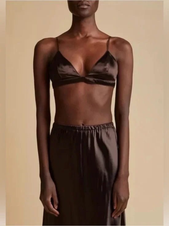 New! KHAITE Frida Satin Charmeuse Bra Top in Chocolate Brown 🤎 Small NWT! - Picture 5 of 16